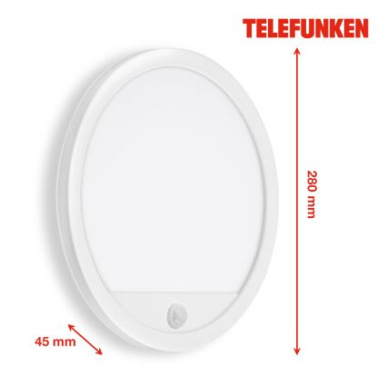 Telefunken 313706TF - LED Vonkajšie nástenné svietidlo so senzorom LED/15W/230V IP44 biela