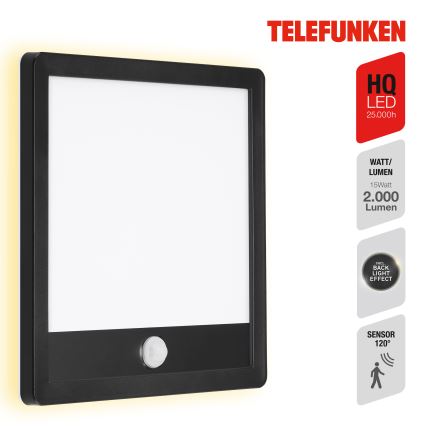 Telefunken 313805TF - LED Vonkajšie nástenné svietidlo so senzorom LED/15W/230V IP44