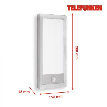 Telefunken 313904TF - LED Vonkajšie nástenné svietidlo so senzorom LED/16W/230V IP44