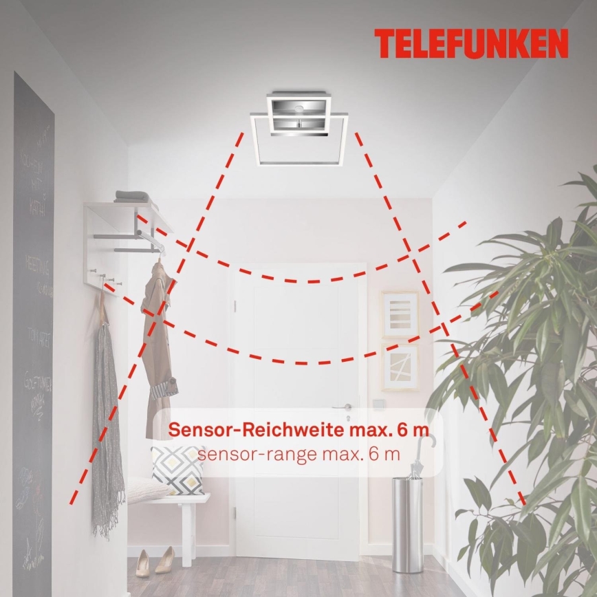 Telefunken 318608TF - LED Stropné svietidlo so senzorom FRAME LED/17W/230V 3000K matný chróm