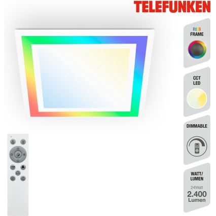Telefunken 318806TF - LED RGBW Stmievateľné stropné svietidlo LED/24W/230V 3000-6500K + diaľkové ovládanie