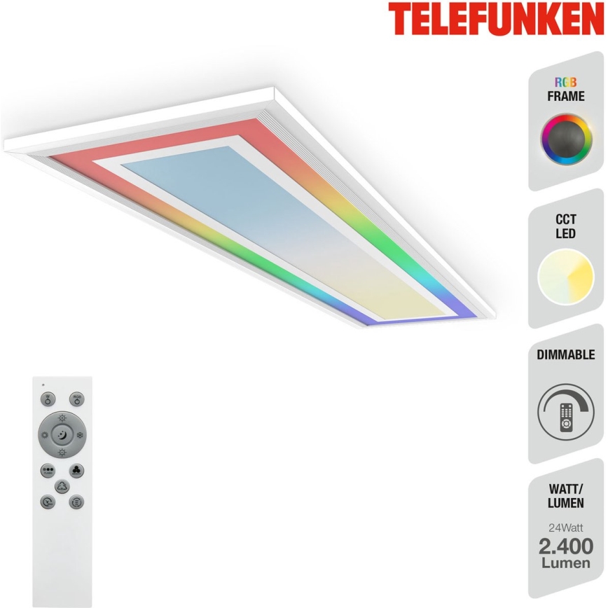 Telefunken 318906TF - LED RGBW Stmievateľné stropné svietidlo LED/24W/230V 3000-6500K 25x100 cm + diaľkové ovládanie