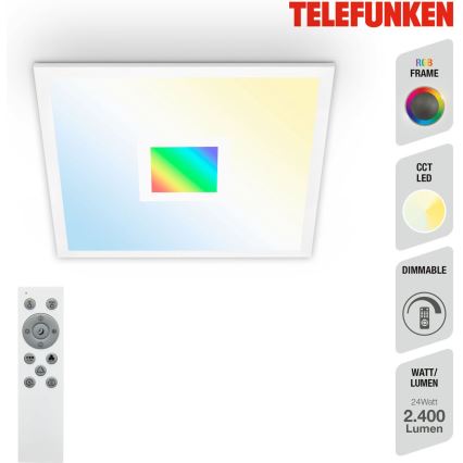 Telefunken 319106TF - LED RGBW Stmievateľné stropné svietidlo LED/24W/230V 2700-6500K biela + diaľkové ovládanie