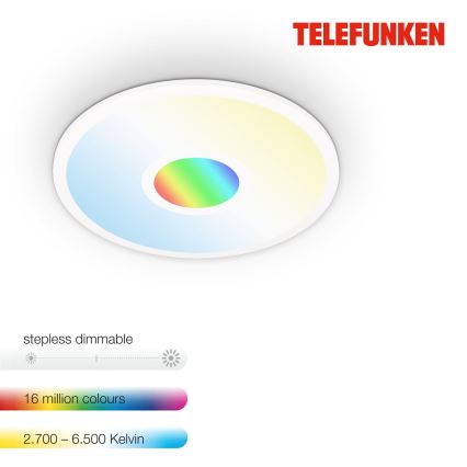 Telefunken 319306TF - LED RGBW Stmievateľné svietidlo LED/22W/230V 2700-6500K + diaľkové ovládanie