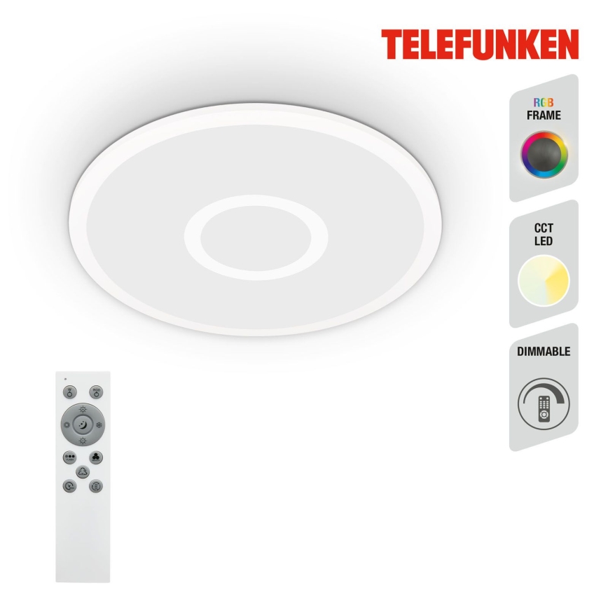 Telefunken 319306TF - LED RGBW Stmievateľné svietidlo LED/22W/230V 2700-6500K + diaľkové ovládanie