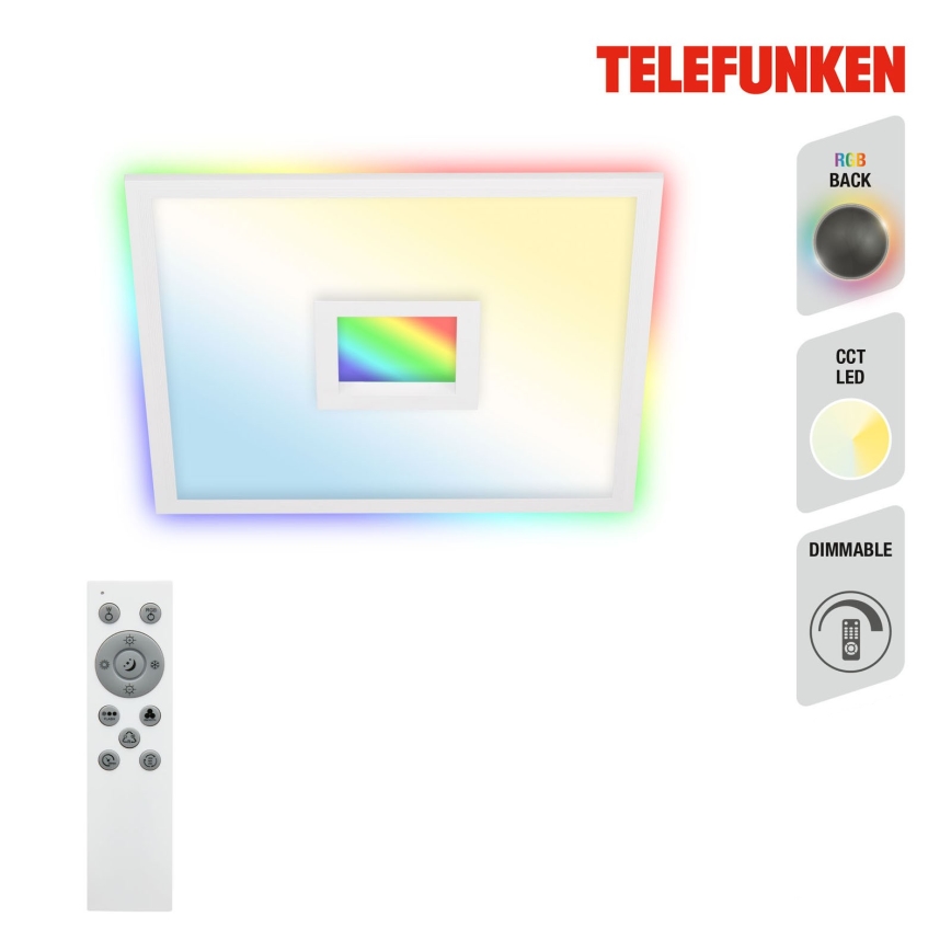 Telefunken 319506TF - LED RGBW Stmievateľné stropné svietidlo LED/36W/230V 2700-6500K biela + diaľkové ovládanie