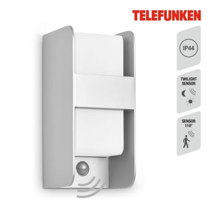 Telefunken 321104TF - Vonkajšie nástenné svietidlo so senzorom 1xE27/12W/230V IP44 biela