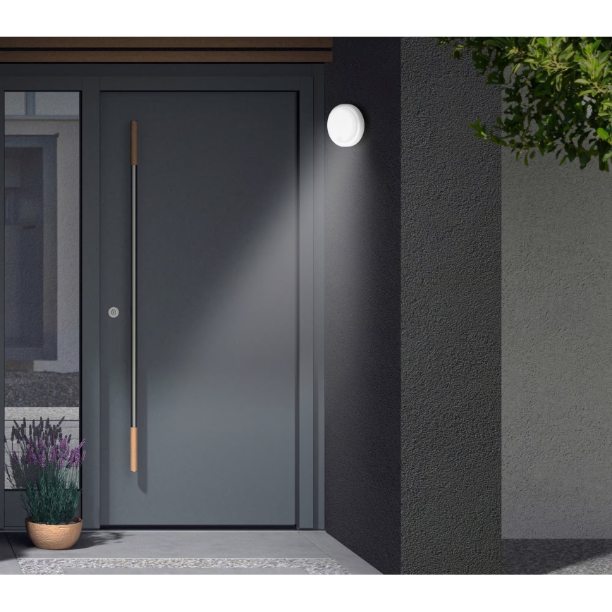 Telefunken - LED vonkajšie nástenné svietidlo so senzorom súmraku a pohybu LED/12W/230V IP44 biele