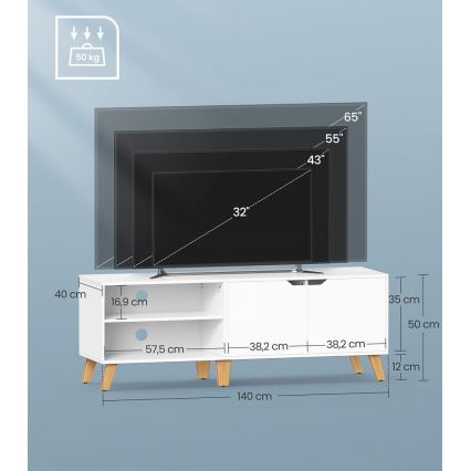 Televízny stolík BASTOR biely
