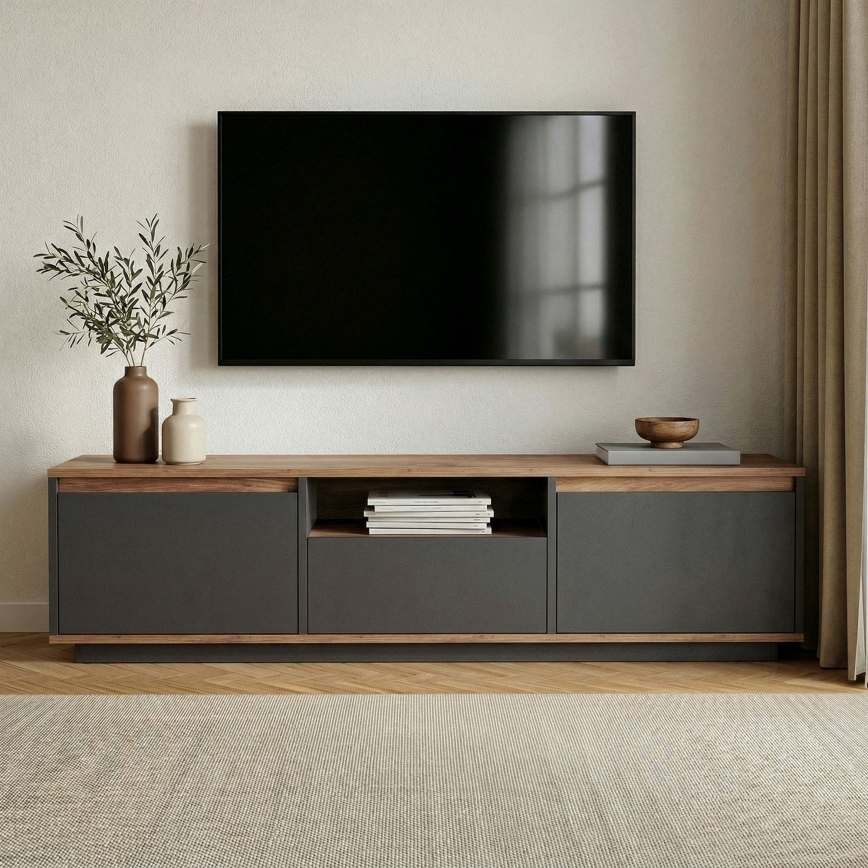 Televízny stolík KREDE 160x30 cm antracit/borovica