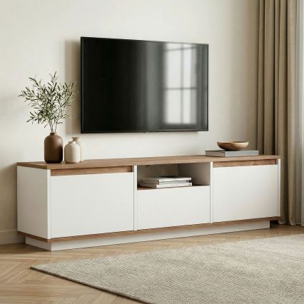 Televízny stolík KREDE 160x30 cm biela/borovica