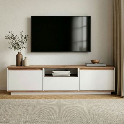 Televízny stolík KREDE 160x30 cm biela/borovica