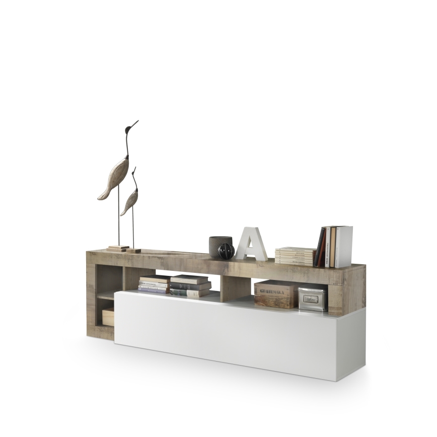 Televízny stolík LENOR biely/hnedý