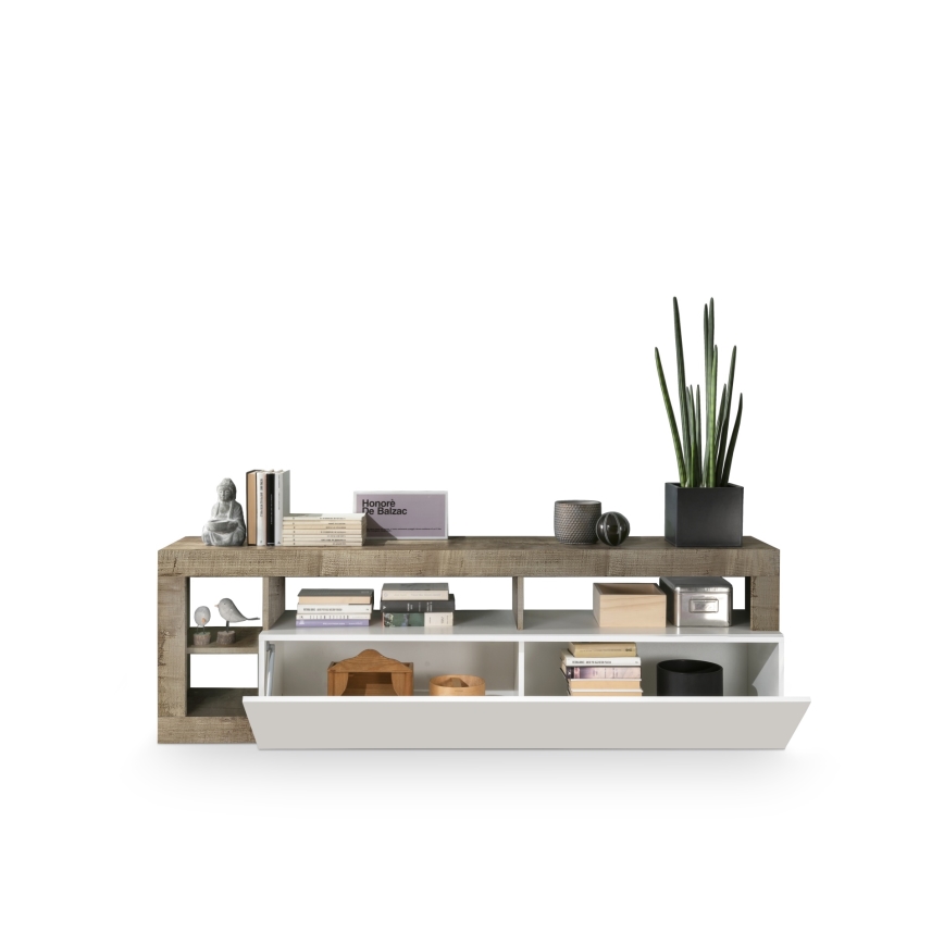 Televízny stolík LENOR biely/hnedý