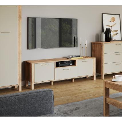 Televízny stolík MENTA 138x49 cm dub wotan/šedá