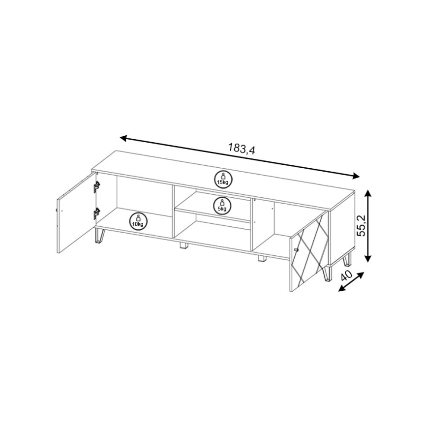 Televízny stolík SULA dub craft/čierna