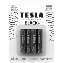 Tesla Batteries - 4 ks Alkalická batéria AAA BLACK+ 1,5V