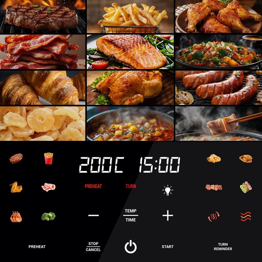 TESLA Electronics AirCook - Inteligentná multifunkčná digitálna teplovzdušná fritéza 9 l 1700W/230V Wi-Fi