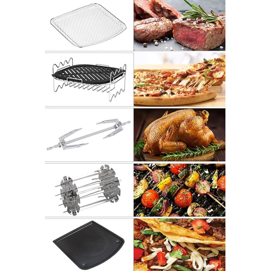 TESLA Electronics AirCook - Multifunkčná digitálna teplovzdušná fritéza 11 l 2000W/230V