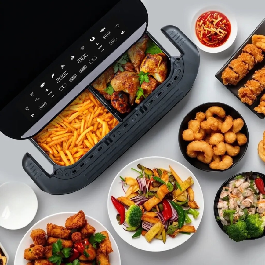 TESLA Electronics AirCook - Multifunkčná duálna digitálna teplovzdušná fritéza 10 l 2400W/230V