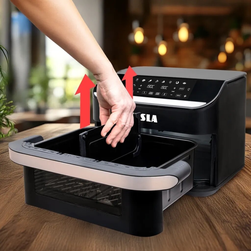 TESLA Electronics AirCook - Multifunkčná duálna digitálna teplovzdušná fritéza 10 l 2400W/230V