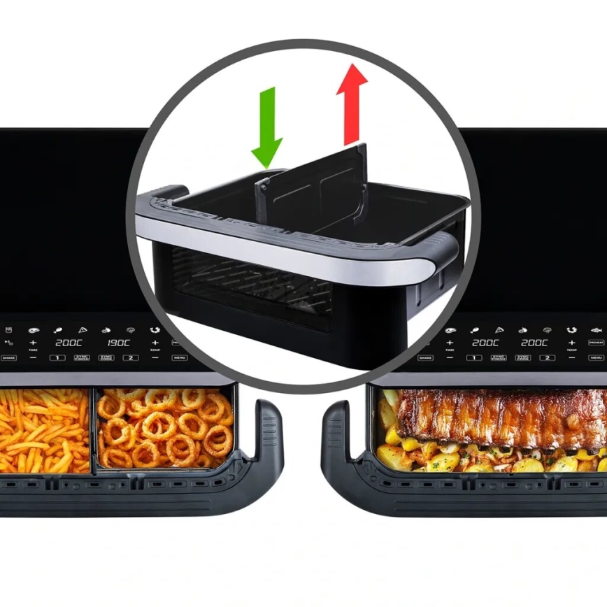 TESLA Electronics AirCook - Multifunkčná duálna digitálna teplovzdušná fritéza 10 l 2400W/230V