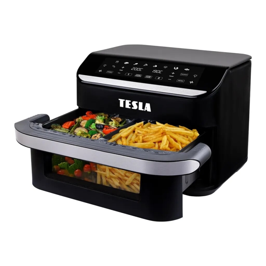 TESLA Electronics AirCook - Multifunkčná duálna digitálna teplovzdušná fritéza 10 l 2400W/230V
