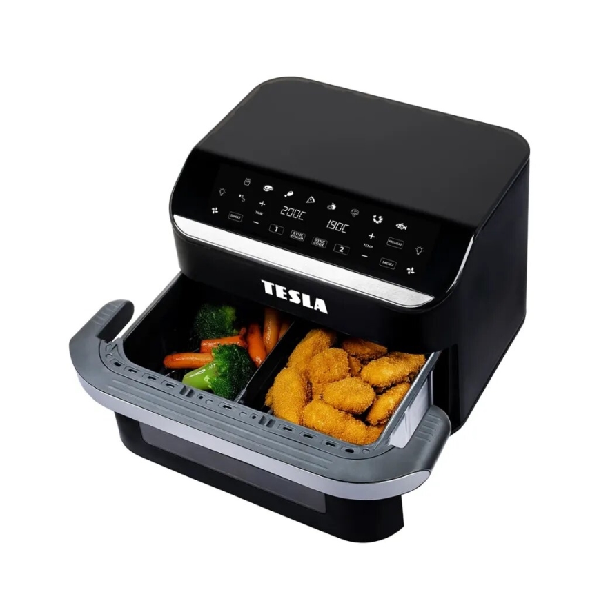 TESLA Electronics AirCook - Multifunkčná duálna digitálna teplovzdušná fritéza 10 l 2400W/230V