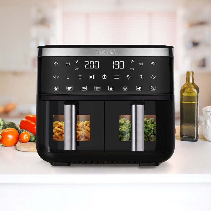 TESLA Electronics AirCook - Multifunkčná duálna digitálny teplovzdušná fritéza 7,6 l 2850W/230V