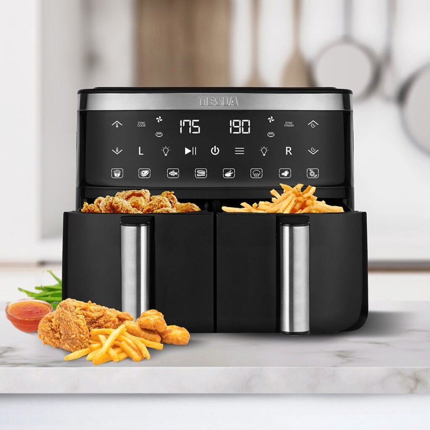 TESLA Electronics AirCook - Multifunkčná duálna digitálny teplovzdušná fritéza 7,6 l 2850W/230V