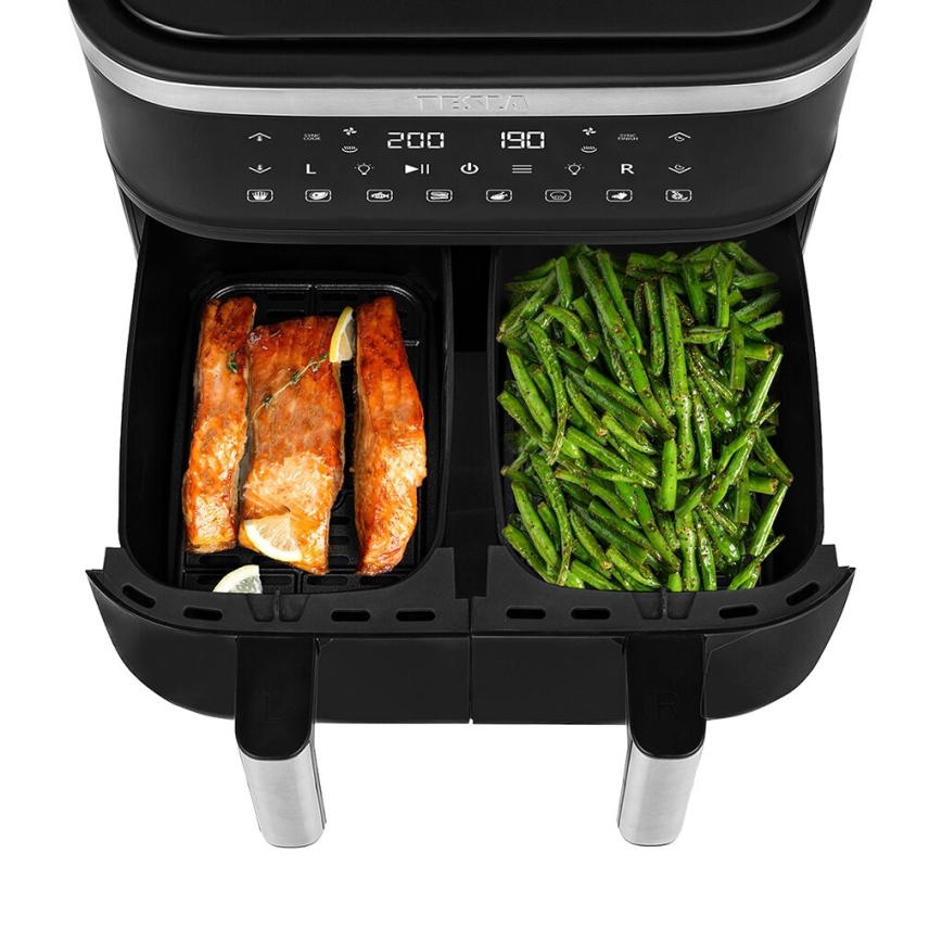 TESLA Electronics AirCook - Multifunkčná duálna digitálny teplovzdušná fritéza 7,6 l 2850W/230V