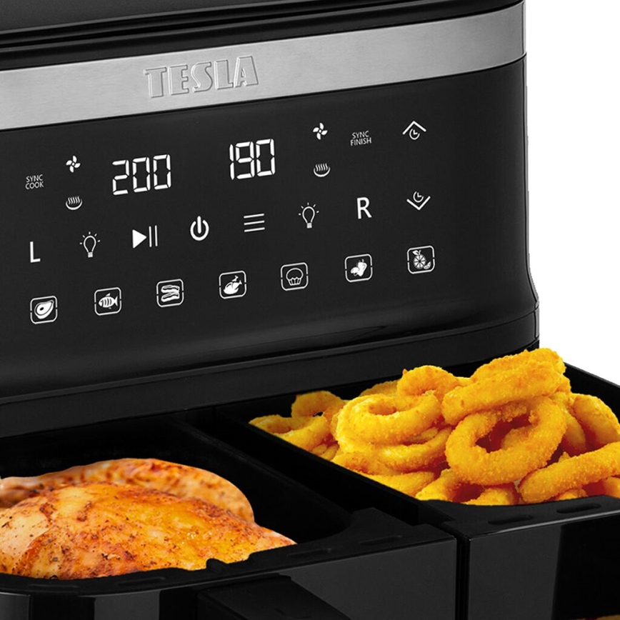 TESLA Electronics AirCook - Multifunkčná duálna digitálny teplovzdušná fritéza 7,6 l 2850W/230V