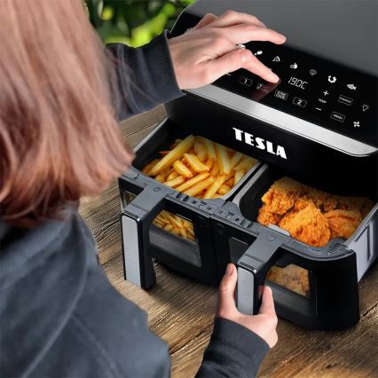 TESLA Electronics AirCook - Multifunkčná duálna digitálna teplovzdušná fritéza 9 l 2400W/230V