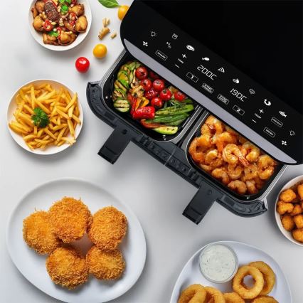 TESLA Electronics AirCook - Multifunkčná duálna digitálna teplovzdušná fritéza 9 l 2400W/230V