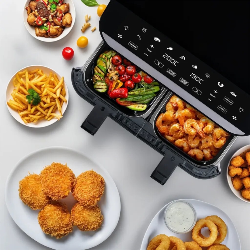 TESLA Electronics AirCook - Multifunkčná duálna digitálna teplovzdušná fritéza 9 l 2400W/230V
