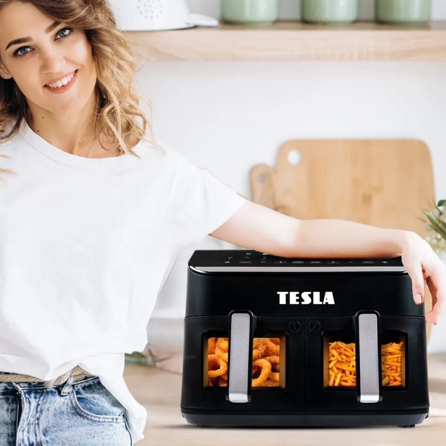 TESLA Electronics AirCook - Multifunkčná duálna digitálna teplovzdušná fritéza 9 l 2400W/230V