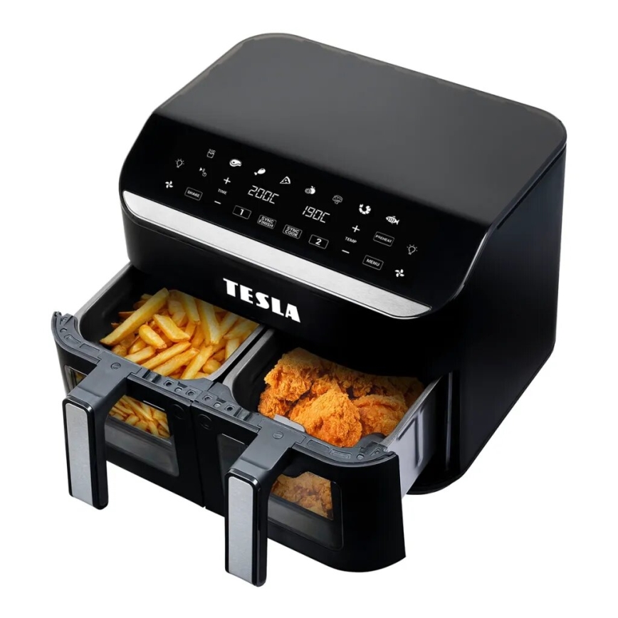TESLA Electronics AirCook - Multifunkčná duálna digitálna teplovzdušná fritéza 9 l 2400W/230V