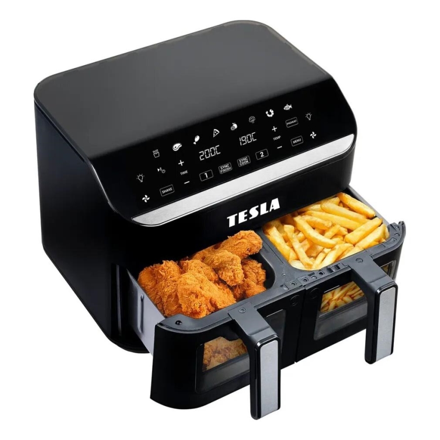 TESLA Electronics AirCook - Multifunkčná duálna digitálna teplovzdušná fritéza 9 l 2400W/230V