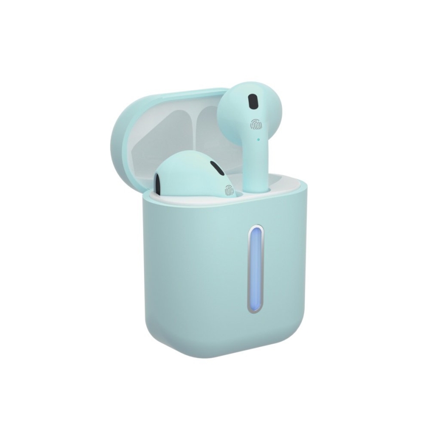 TESLA Electronics - Bezdrôtové slúchadlá 300 mAh + 2x 25 mAh IPX4 tyrkysová