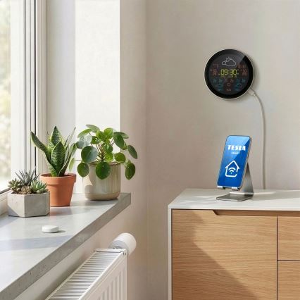 TESLA Electronics Device - Inteligentná meteostanica so senzorom 400 mAh Wi‑Fi Tuya IP44