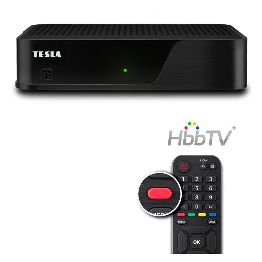 TESLA Electronics - DVB-T2 H.265 (HEVC) prijímač s HbbTV, 12V napájanie a diaľkové ovládanie
