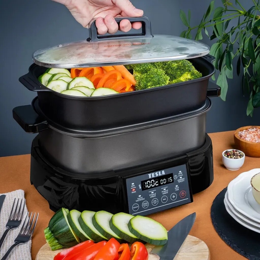 TESLA Electronics MultiCook Grill - Multifunkčný elektrický hrniec a gril 6 l 11v1 1250W/230V
