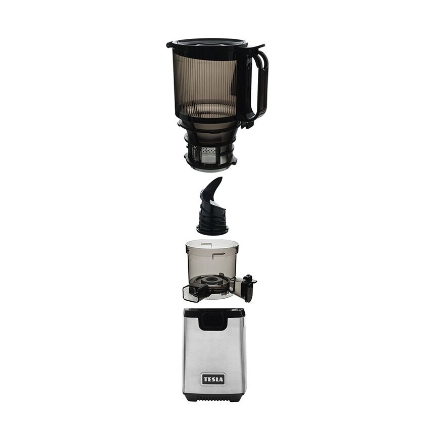 TESLA Electronics SlowJuicer Deluxe - Nízkootáčkový šnekový odšťavňovač 250W/230V nerez/čierna