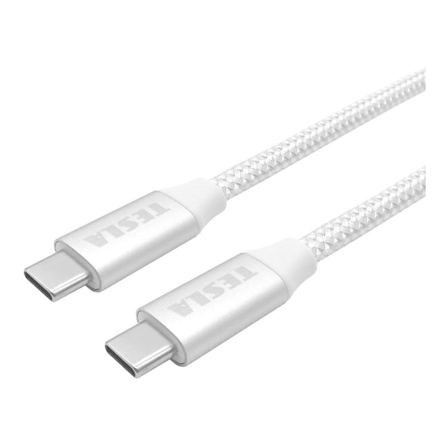 TESLA Electronics - USB kábel USB-C 3.2 konektor Power Delivery 1m 100W biela