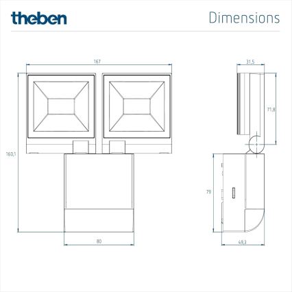 theben - LED Nástenný reflektor 2xLED/10W/230V biela IP55