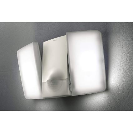theben - LED nástenný reflektor so senzorom 2xLED/10W/230V biela IP55