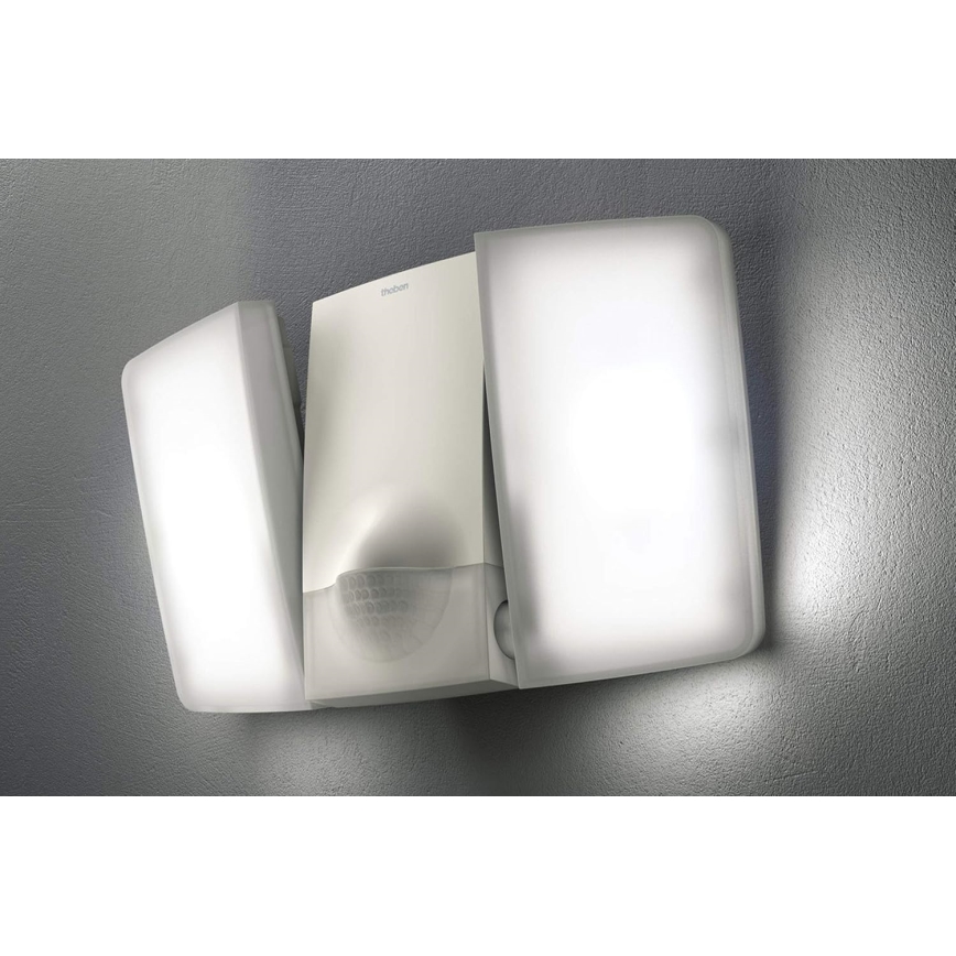 theben - LED nástenný reflektor so senzorom 2xLED/10W/230V biela IP55