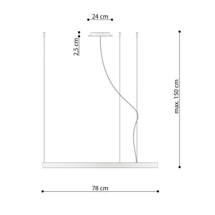 Thoro TH.181 - LED  Luster na lanku RIO LED /50W/230V CRI 95 4000K pr. 78 cm zlatá