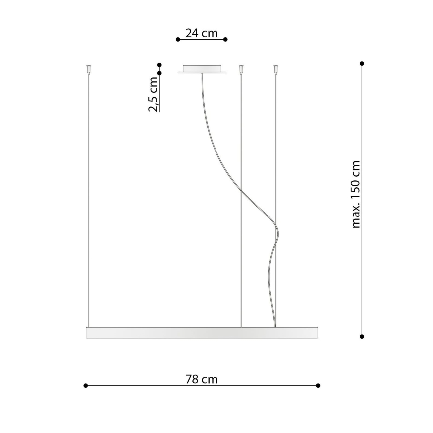 Thoro TH.181 - LED  Luster na lanku RIO LED /50W/230V CRI 95 4000K pr. 78 cm zlatá