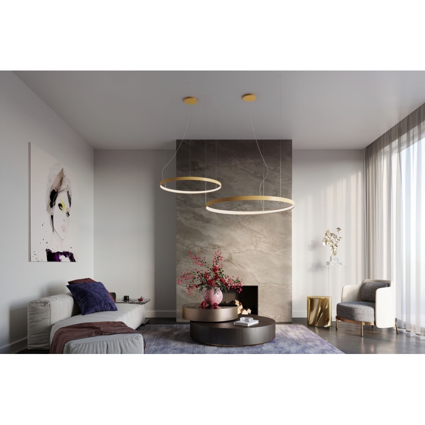 Thoro TH.217 - LED Luster na lanku RIO LED/30W/230V CRI 95 4000K pr. 55 cm zlatá